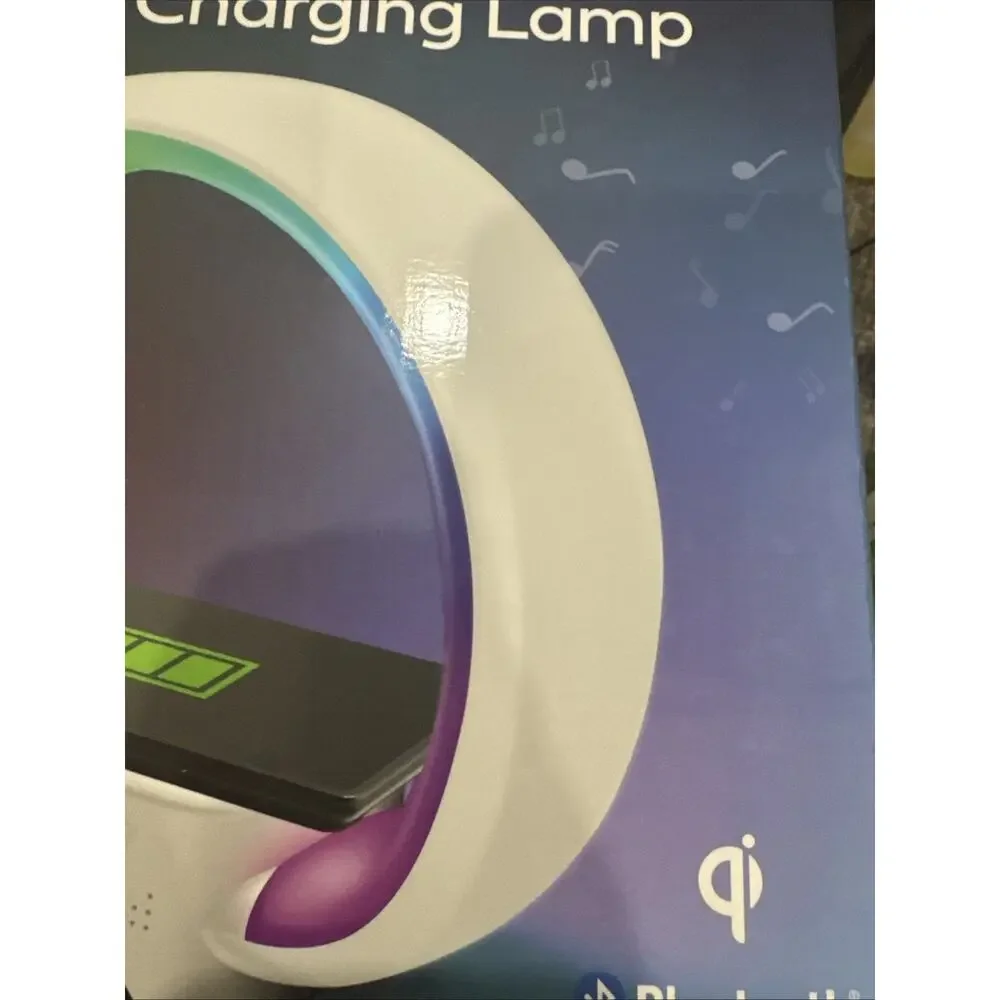 Bell + Howell Bluetooth Speaker Table Lamp Wireless Phone Charger Stand Alarm